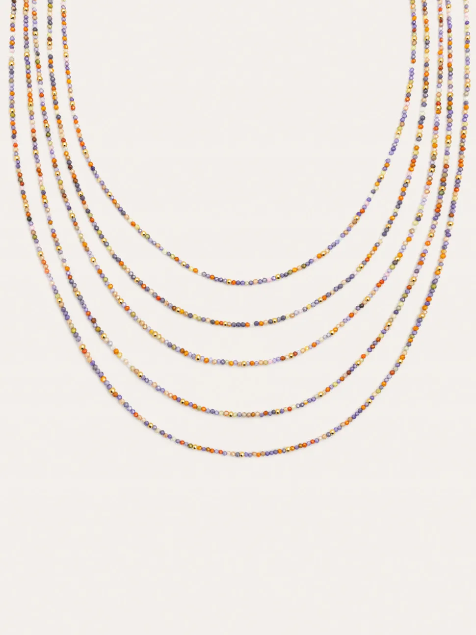 Collar Long Crystals Cleopatra Acero Baño Oro