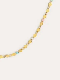 Collar Long Crystals Solar Acero Baño Oro