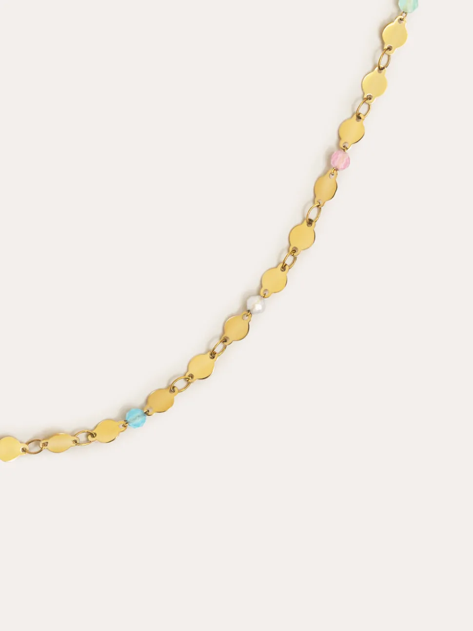 Collar Long Crystals Solar Acero Baño Oro