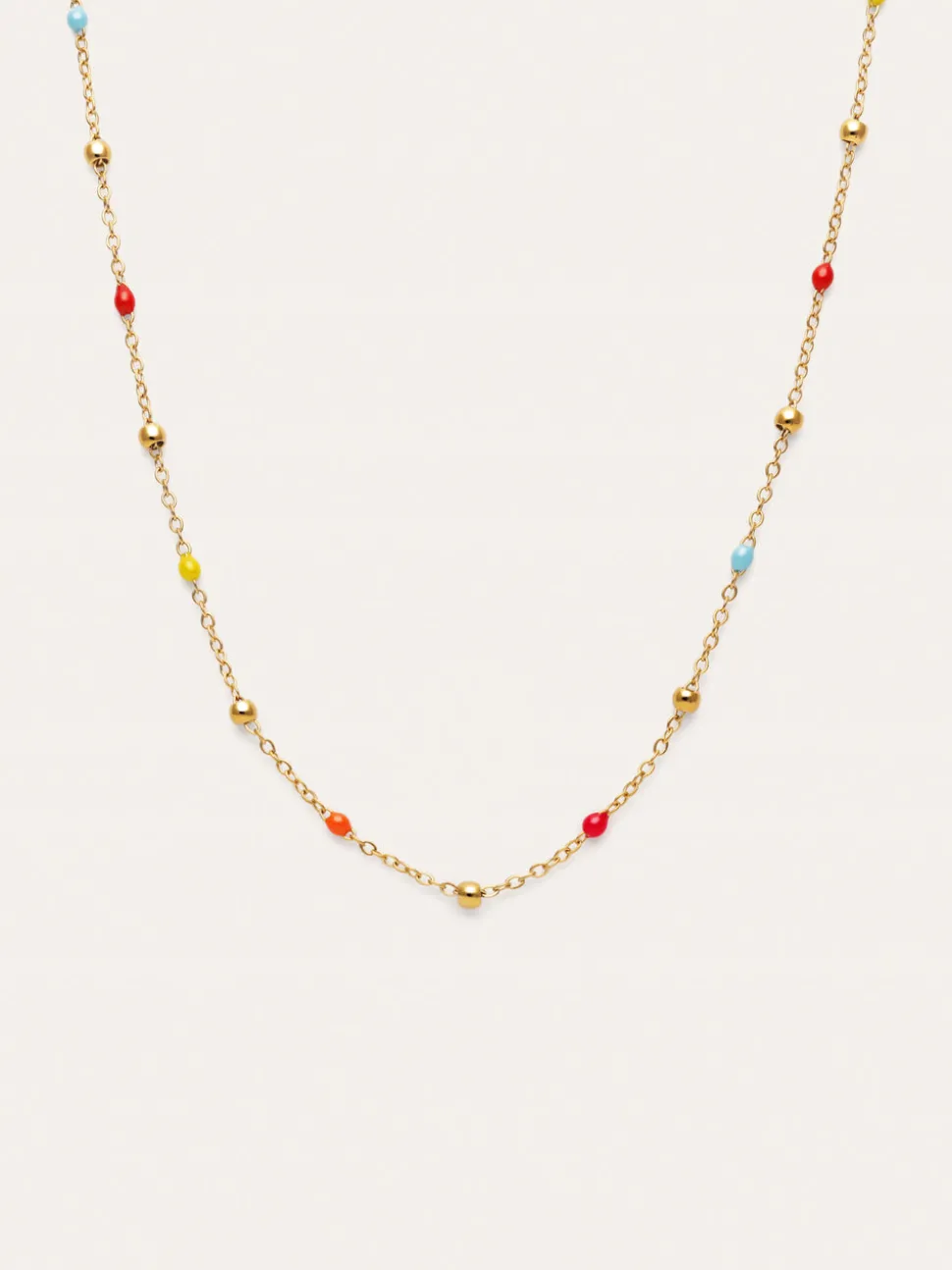 Collar Long Dots L Colors Enamel Acero Baño Oro