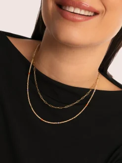Collar Long Glam Acero Baño Oro