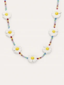 Collar Long Margarita Acero Baño Oro
