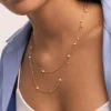 Collar Long Pearl Dots Acero Baño Oro