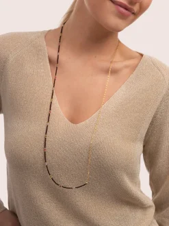 Collar Long Winter Glam Acero Baño Oro