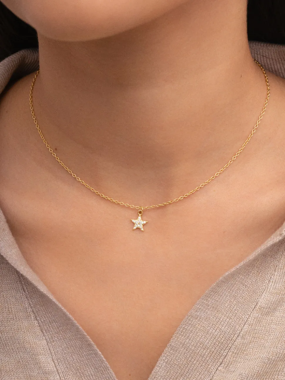 Collar Lyra Star Plata Baño Oro