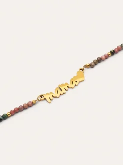 Collar Mamá Heart Tourmaline Acero Baño Oro
