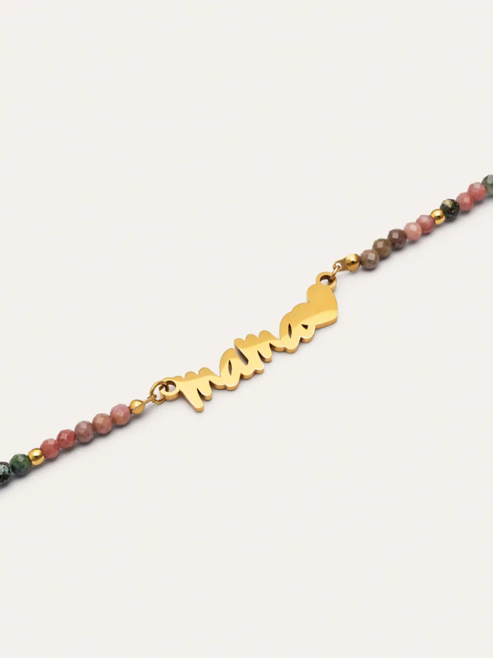 Collar Mamá Heart Tourmaline Acero Baño Oro