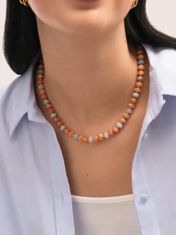 Collar Ámbar Stones Acero Baño Oro