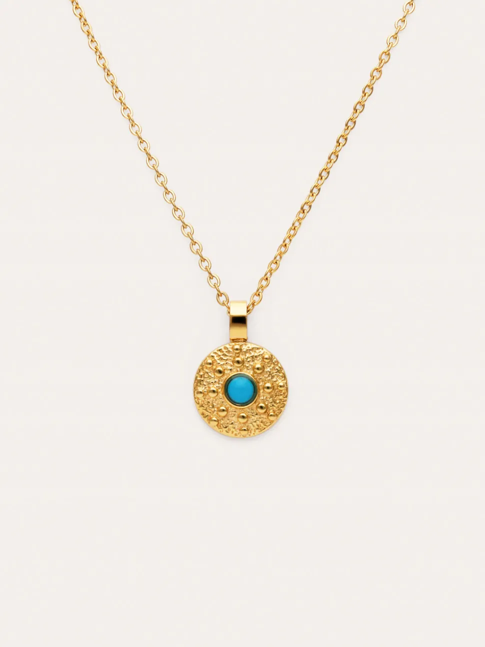 Collar Medallion Aqua Acero Baño Oro