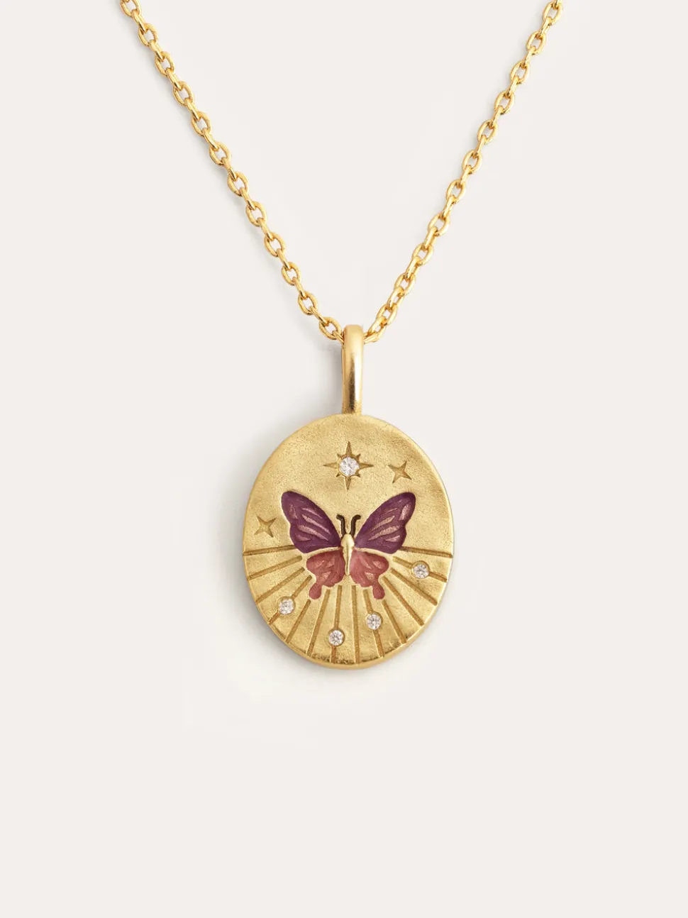 Collar Medallion Butterfly Rose Baño Oro