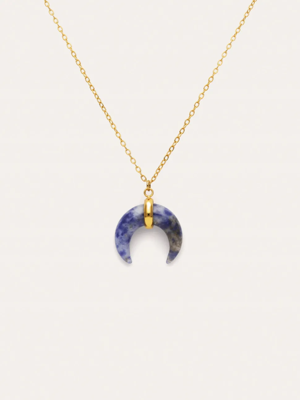 Collar Mini Moon Azul Acero Baño Oro