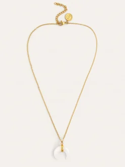 Collar Mini Moon Blanco Acero Baño Oro