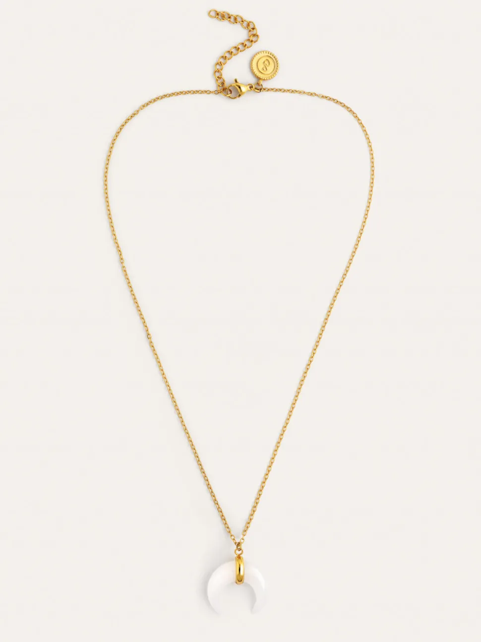 Collar Mini Moon Blanco Acero Baño Oro