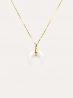 Collar Mini Moon Blanco Acero Baño Oro
