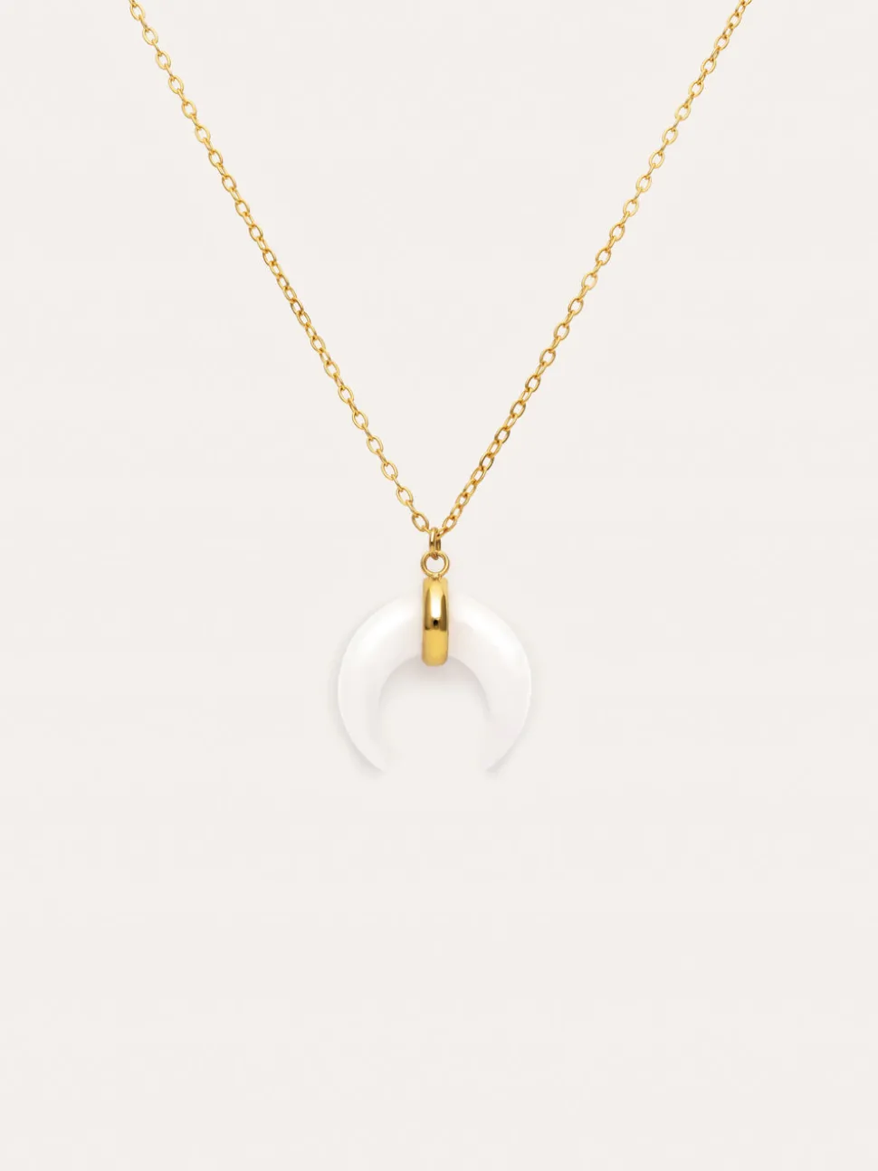 Collar Mini Moon Blanco Acero Baño Oro