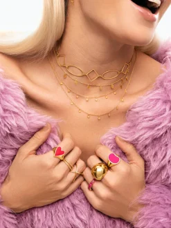 Collar Mini Moons Acero Baño Oro