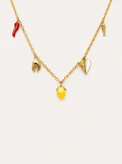 Collar Multicharm Aperitivo Marino Acero Baño Oro