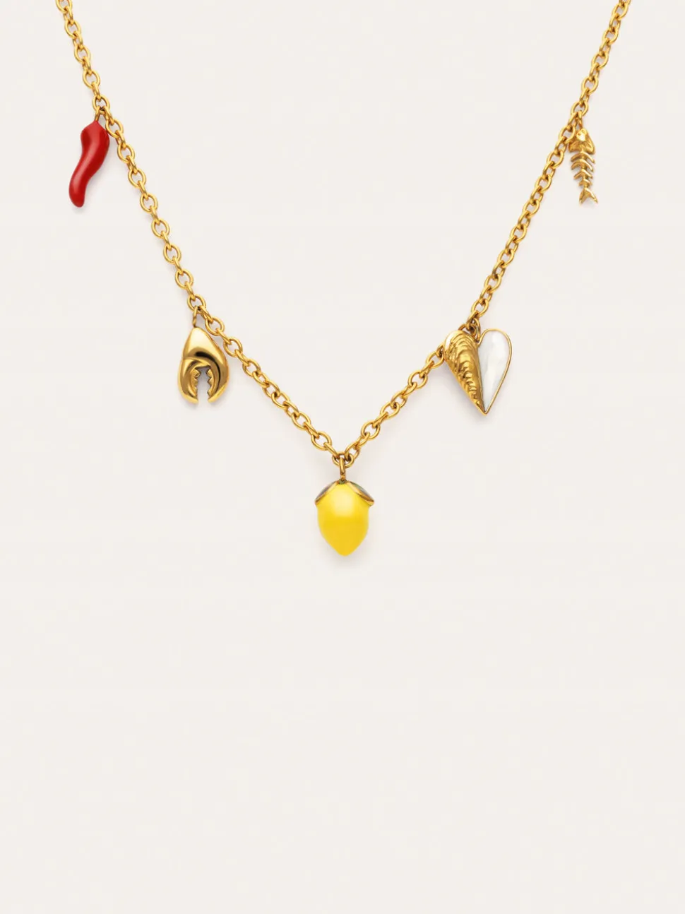 Collar Multicharm Aperitivo Marino Acero Baño Oro