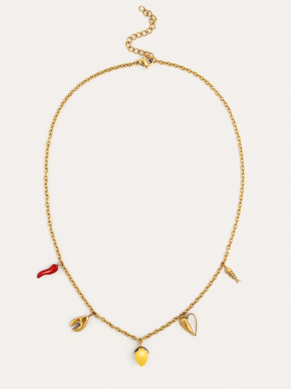 Collar Multicharm Aperitivo Marino Acero Baño Oro