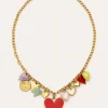Collar Multicharms Corazones Acero Baño Oro