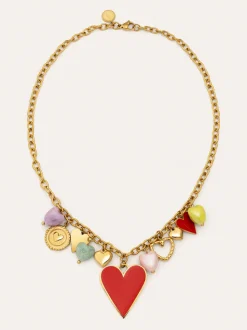 Collar Multicharms Corazones Acero Baño Oro