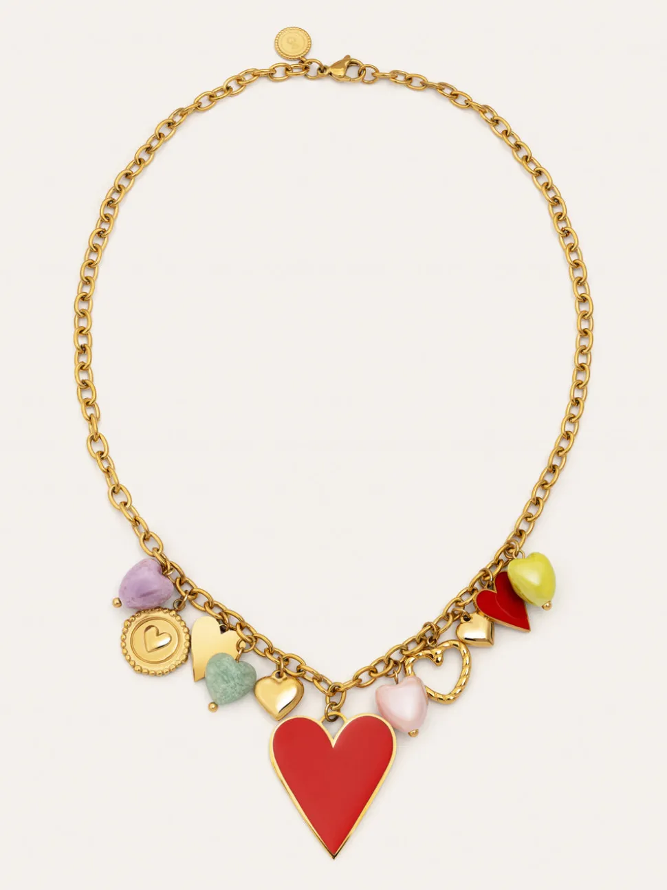 Collar Multicharms Corazones Acero Baño Oro
