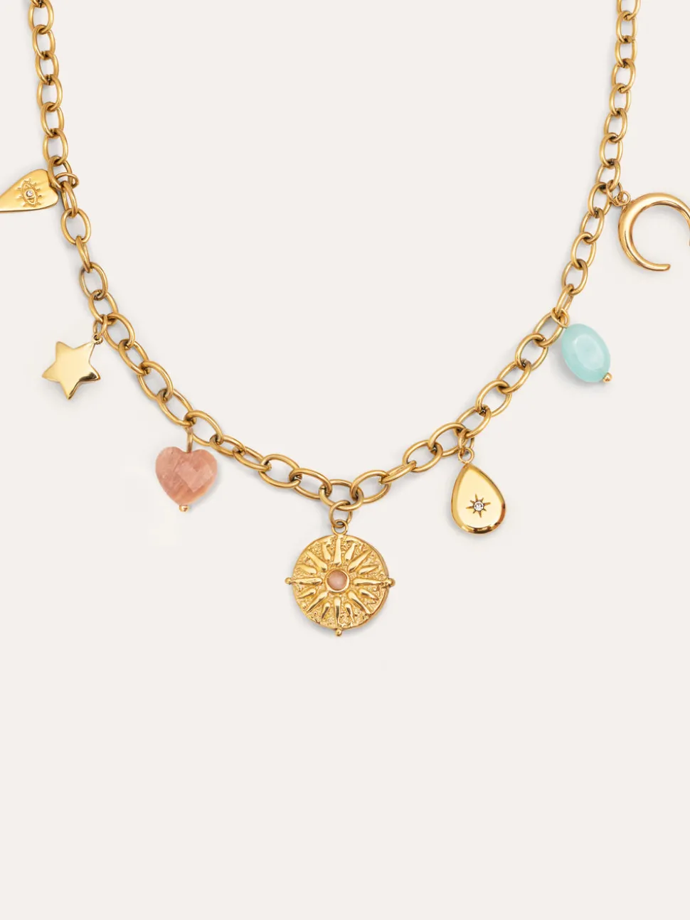 Collar Multicharms Soleil Acero Baño Oro