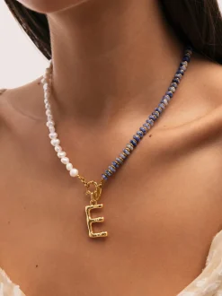 Collar Índigo Pearl Acero Baño Oro
