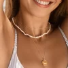 Collar Pearl Chain Acero Baño Oro