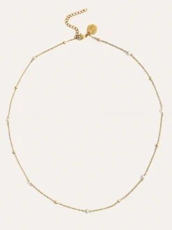 Collar Pearl Dots Acero Baño Oro