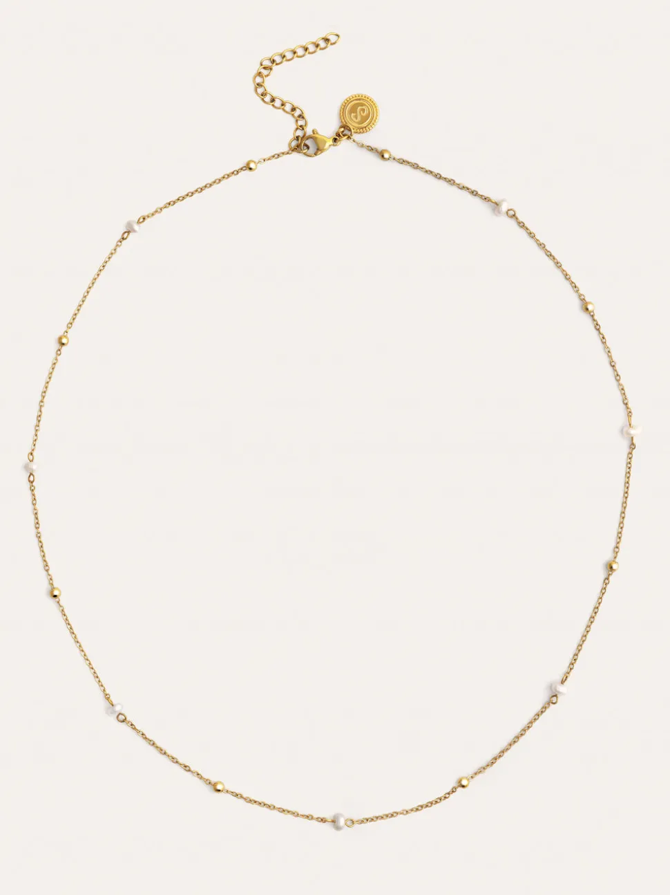 Collar Pearl Dots Acero Baño Oro