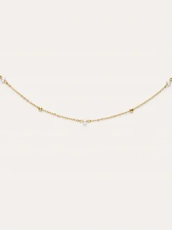 Collar Pearl Dots Acero Baño Oro