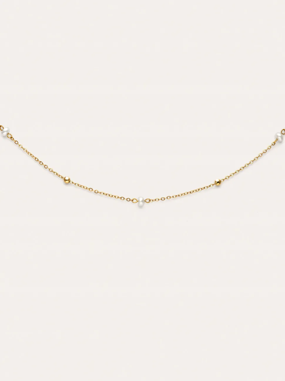 Collar Pearl Dots Acero Baño Oro
