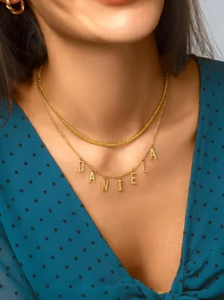 Collar Personalizado Letters Plata Baño Oro
