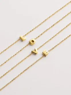 Collar Personalizado Single Letter Plata Baño Oro