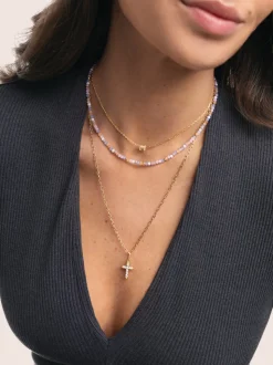 Collar Personalizado Single Letter Plata Baño Oro