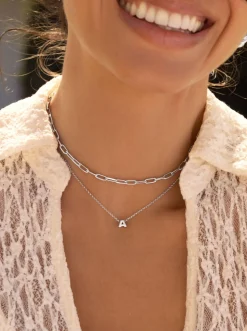 Collar Personalizado Single Letter Plata