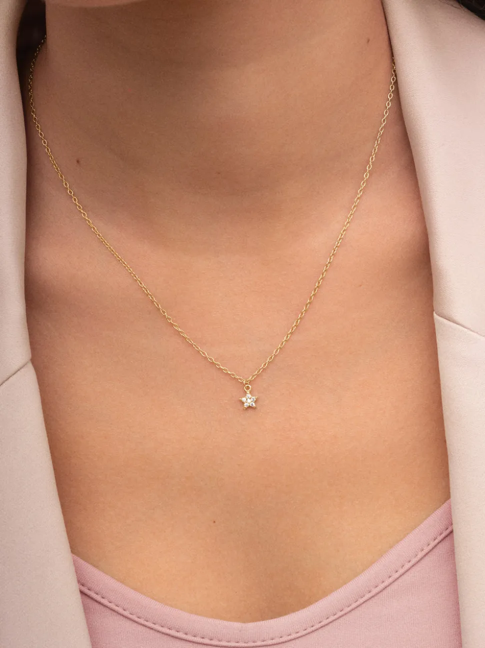 Collar Polaris Star Plata Baño Oro