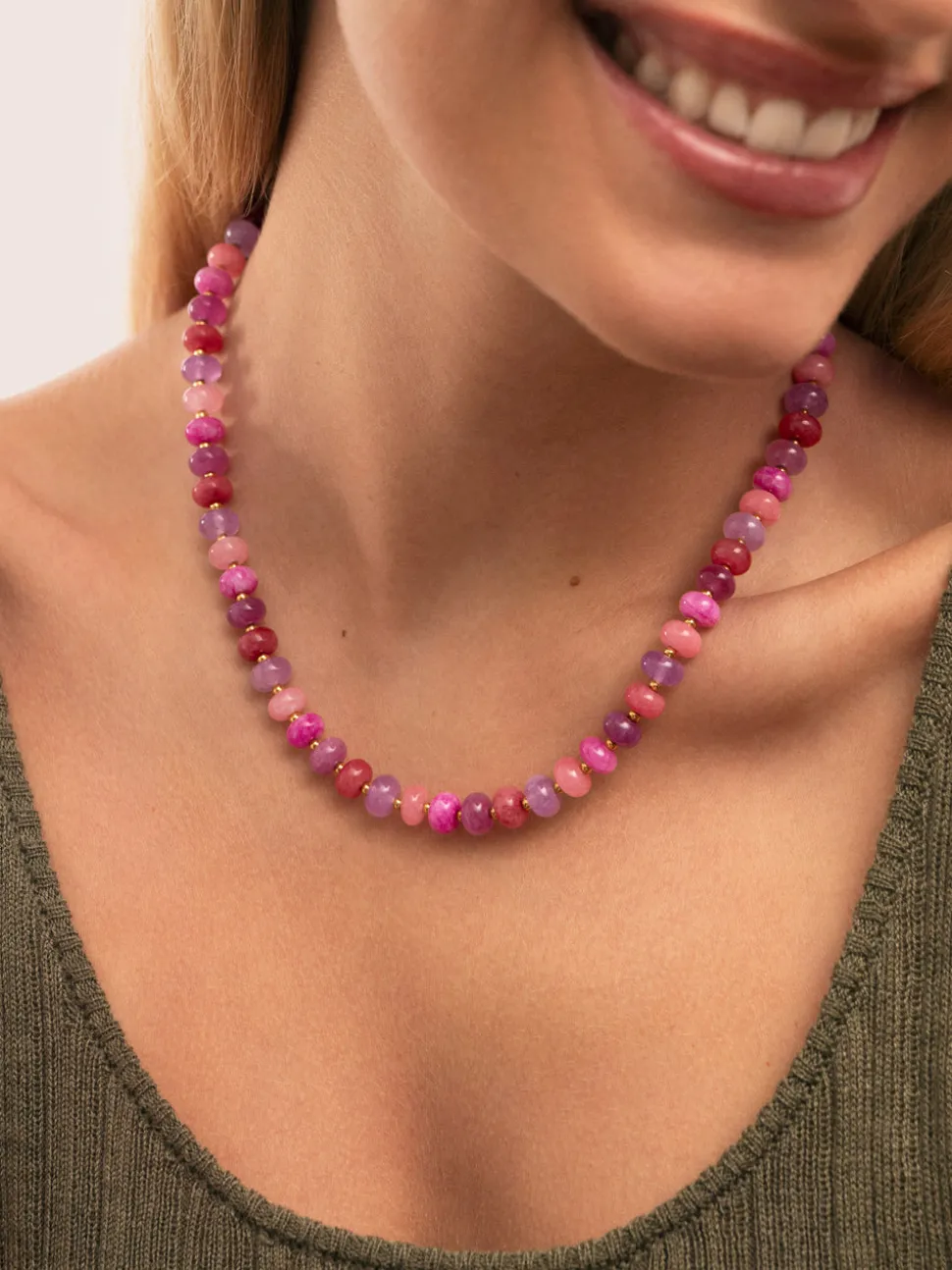 Collar Rosé Stones Acero Baño Oro