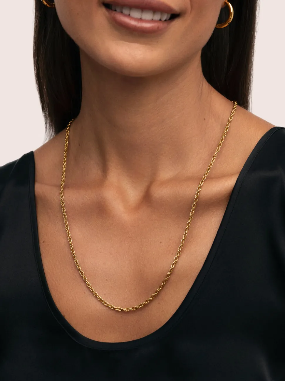 Collar Spinning Rope Chain Acero Baño Oro