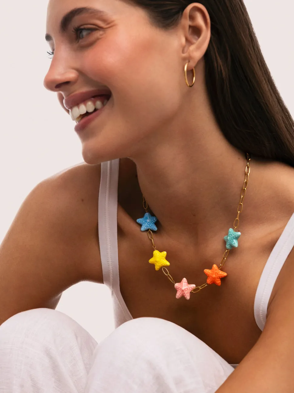 Collar Starfish Chic Color Acero Baño Oro