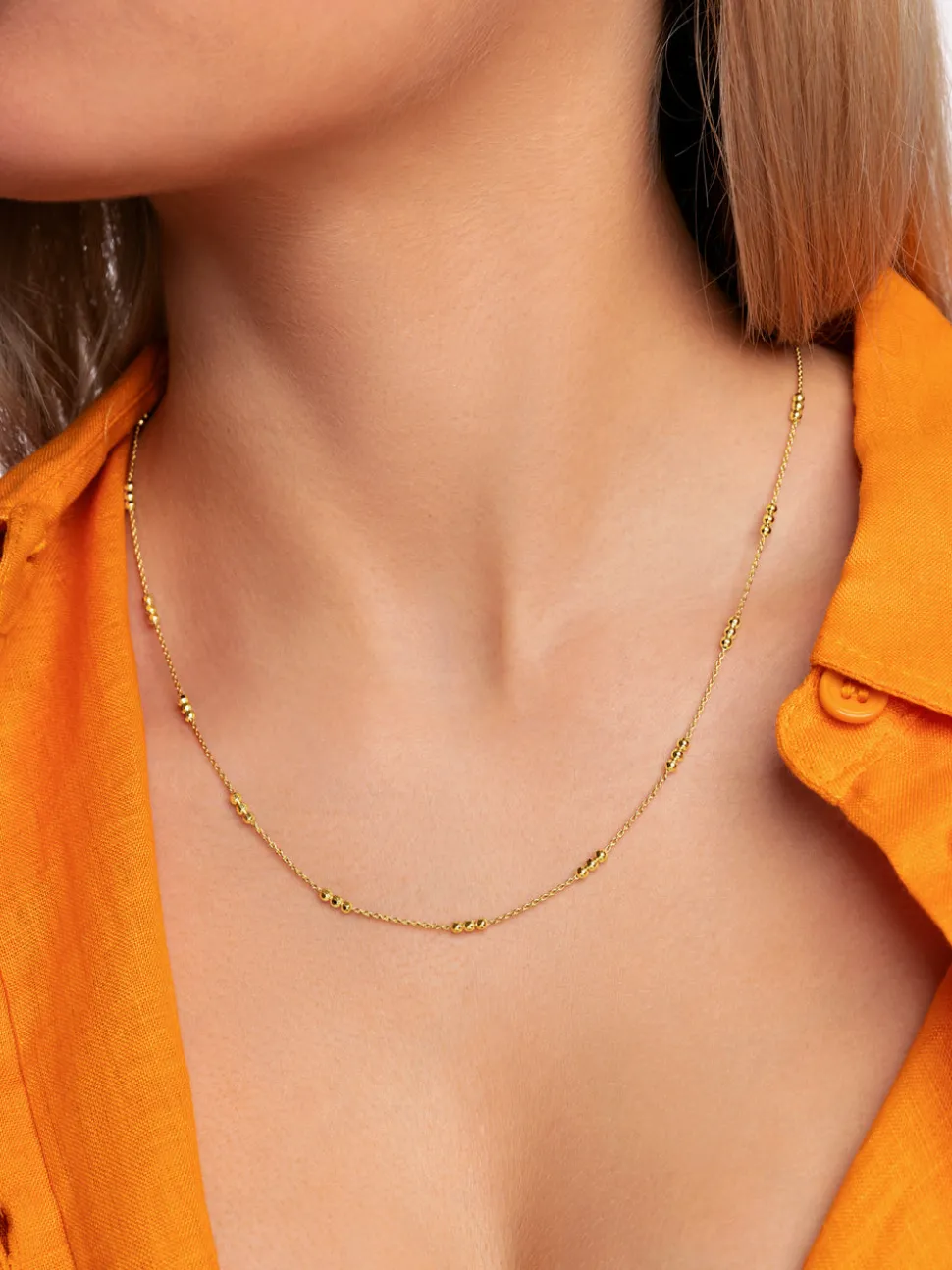 Collar Triple Dots Acero Baño Oro