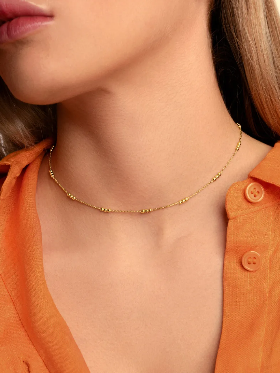 Collar Triple Dots Acero Baño Oro