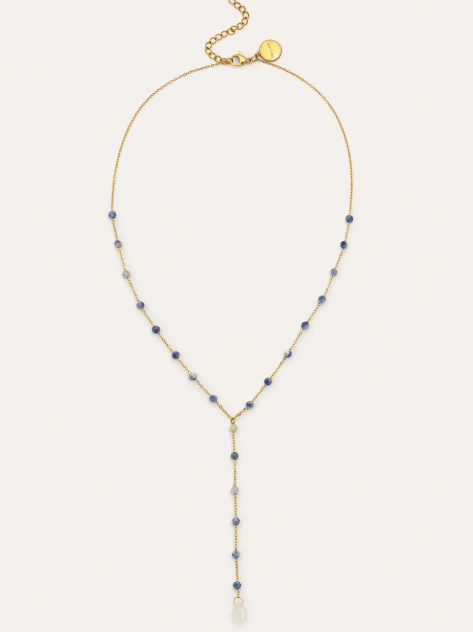 Collar Y Cianita Stones Acero Baño Oro