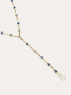 Collar Y Cianita Stones Acero Baño Oro
