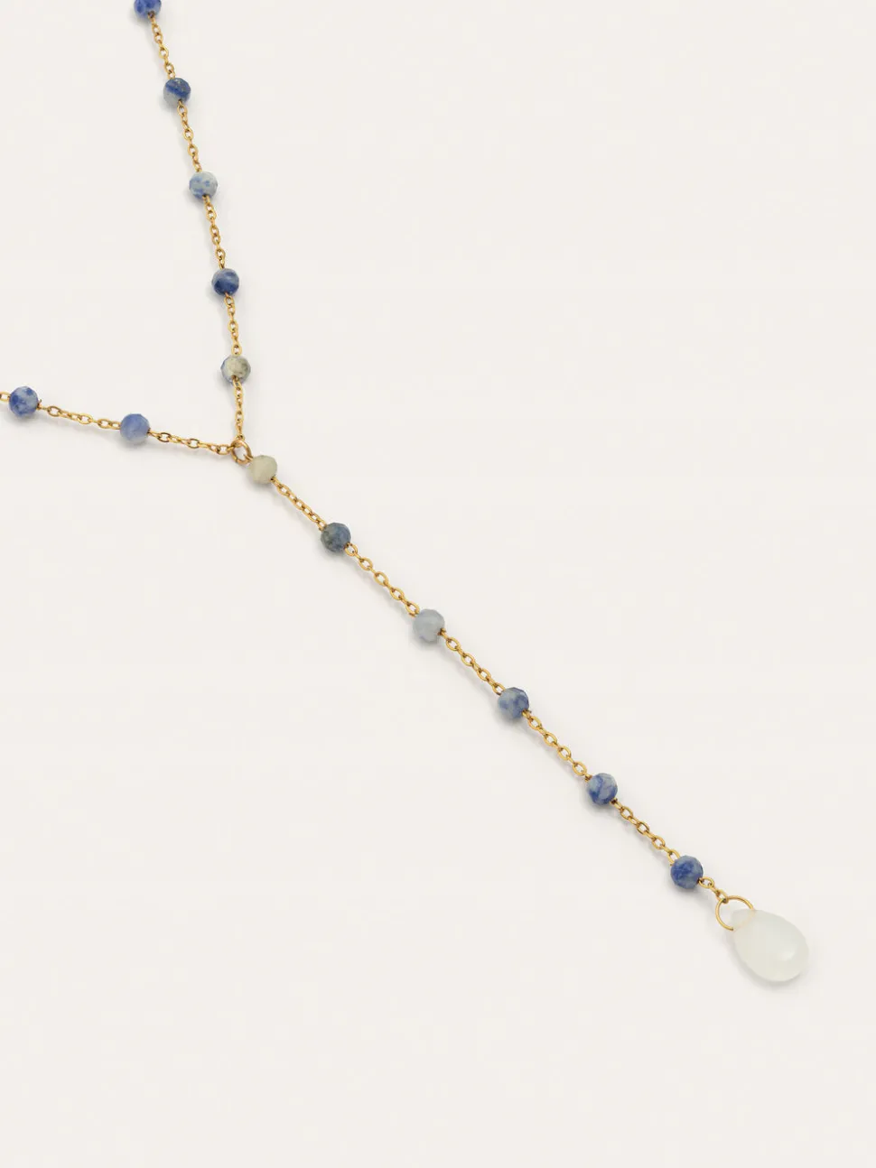 Collar Y Cianita Stones Acero Baño Oro