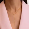 Collar Y Stick Plata Baño Oro