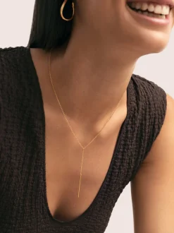 Collar Y Stick Plata Baño Oro
