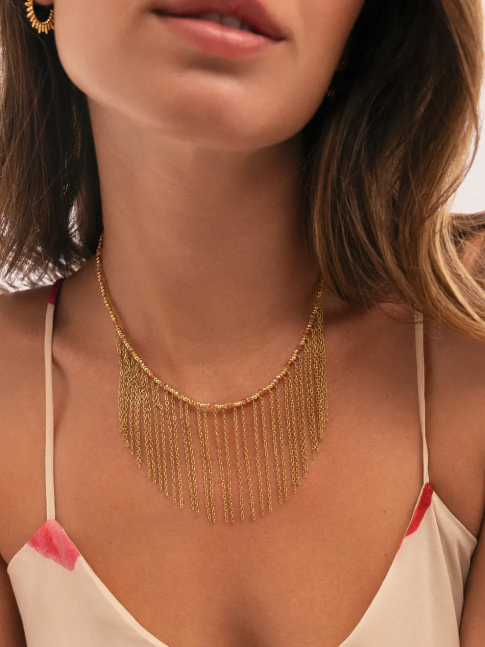 Collar Zafira Champagne Acero Baño Oro