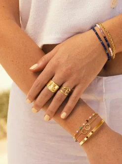Pack 5 Anillos Nefertiti Acero Baño Oro